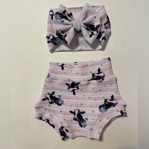 Baby Girl Cow Bummies and Bow